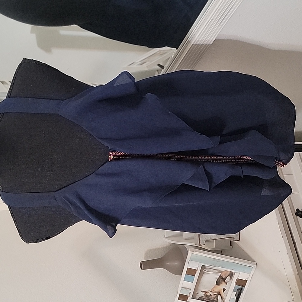 Charlotte Russe Navy Blue Ruffle Tank Top